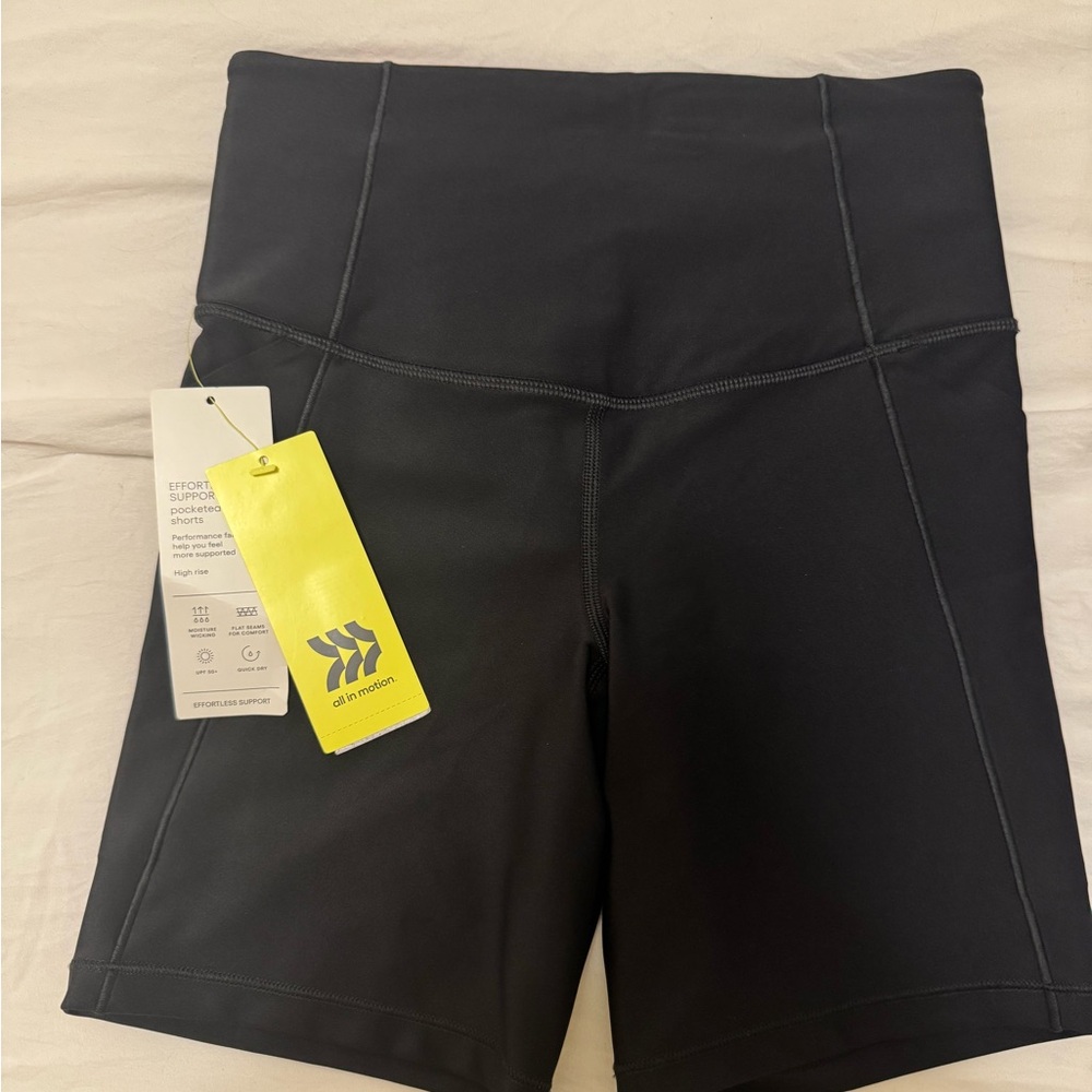 All In Motion Women's Black Bike Shorts.  High rise, 7” inseam.   New with tags.